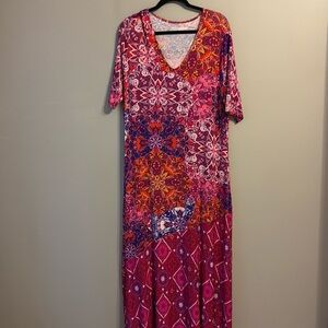 Soft Surroundings Pink and Blue Maxi Dress